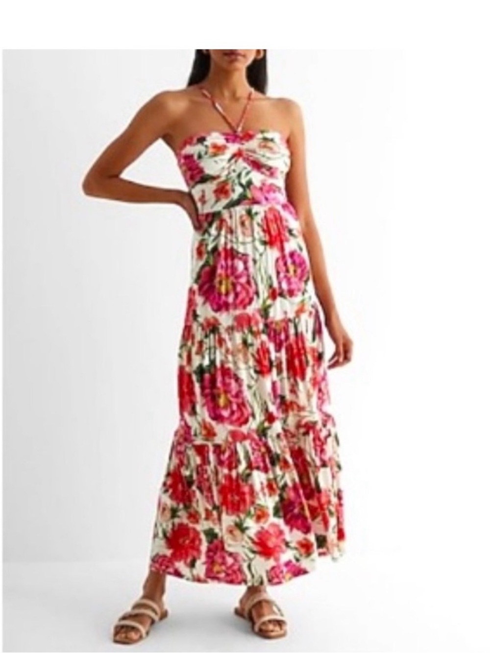 Express Floral Halter Maxi Dress